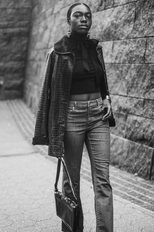 Woman posing on street