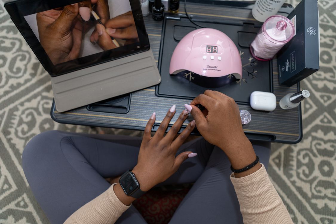 Nail Care at Home: Woman Learning Nail Art